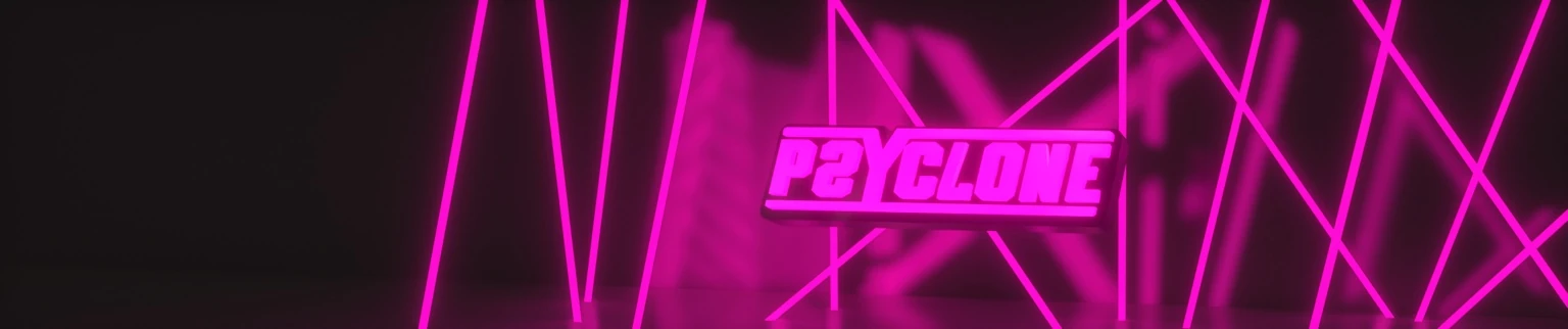 PSYCLONE wide neon pink banner artwork