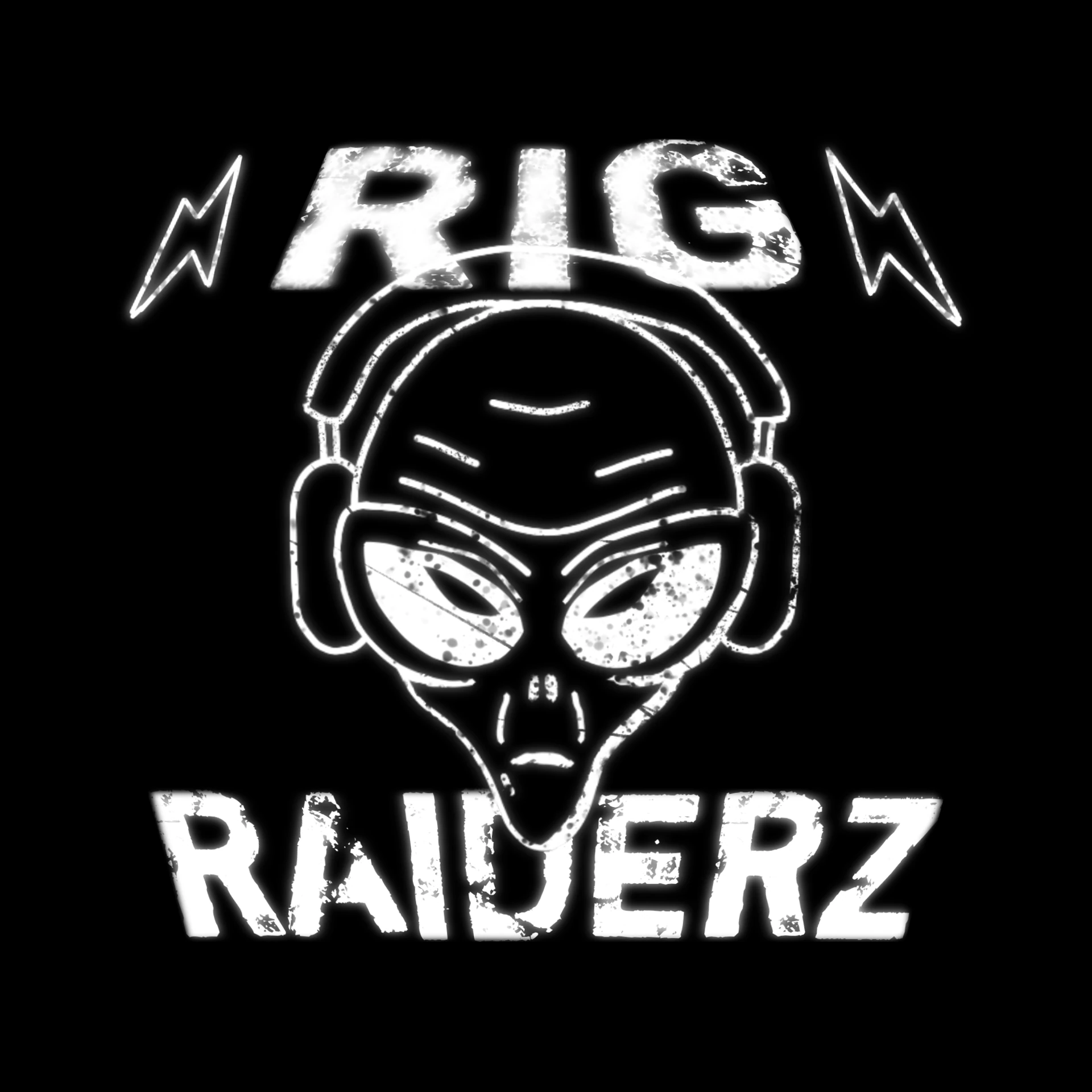 RIG RAIDERZ artist identity logo on a dark background